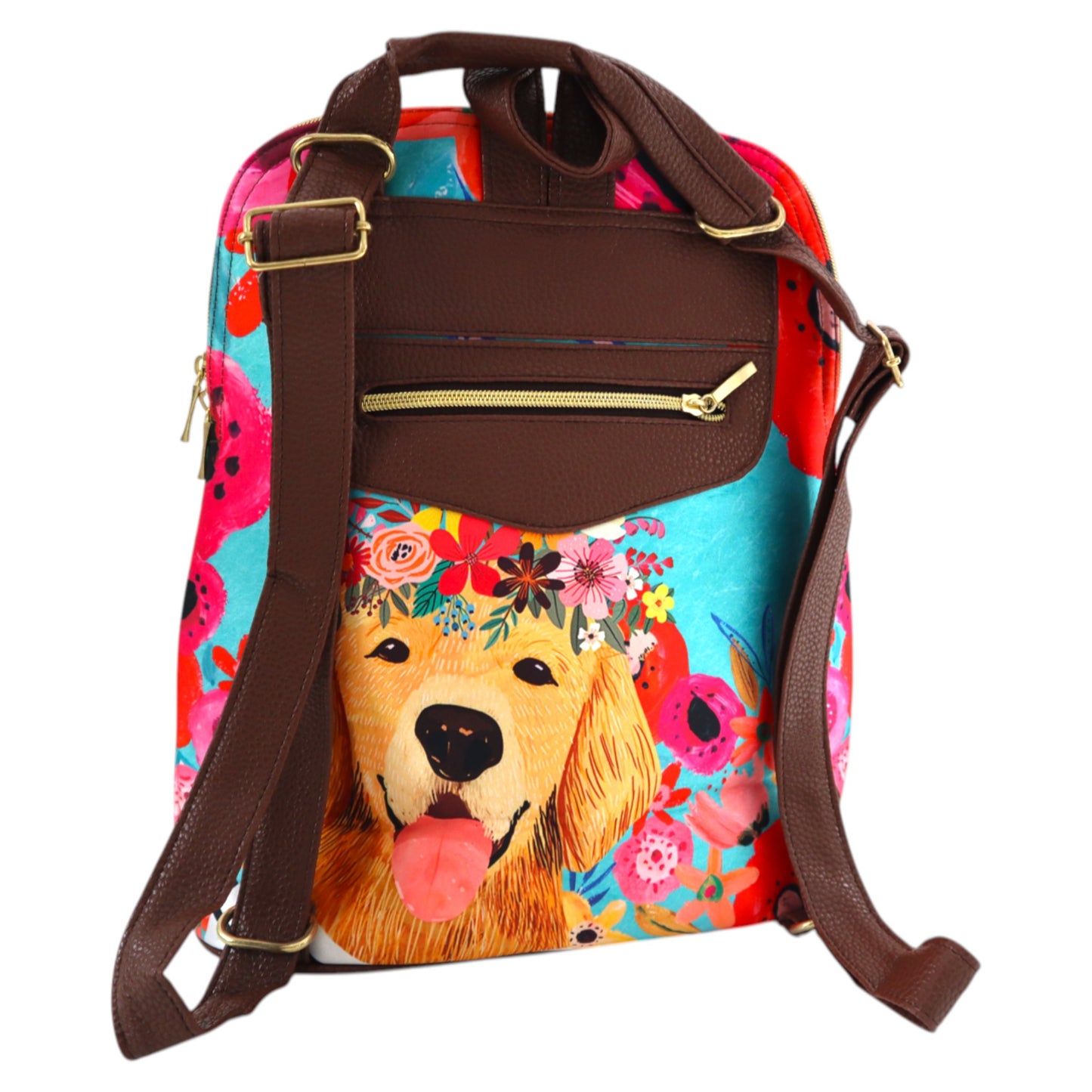 Backpack - Blue Puppy and Flowers