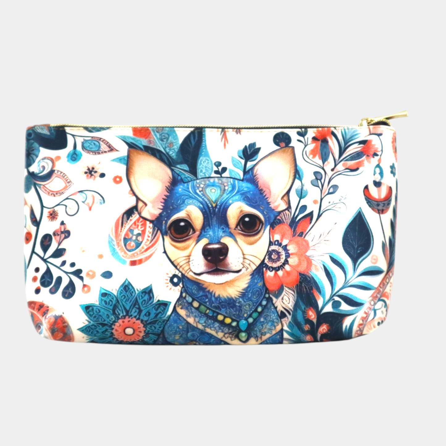 Makeup Bag - Perrito Mandala Flores