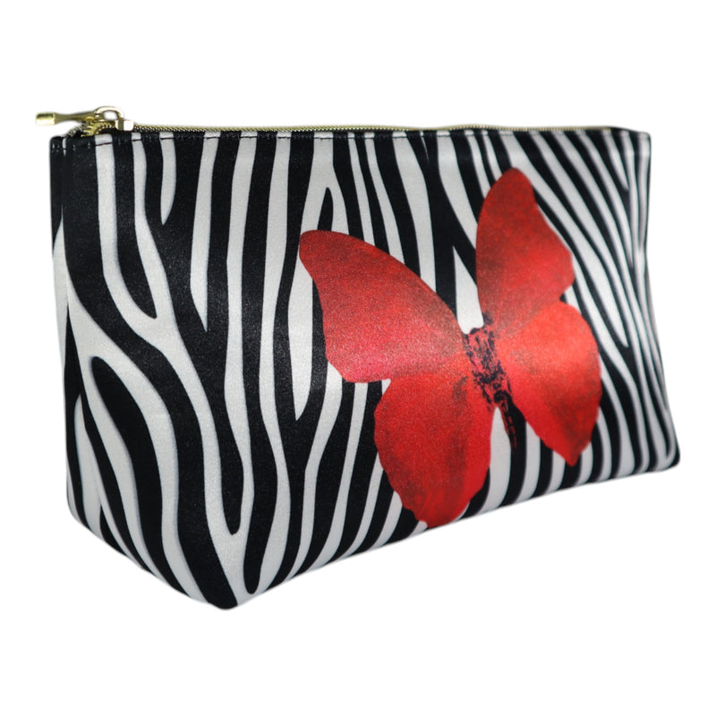 Makeup Bag - Cebra Red Butterfly
