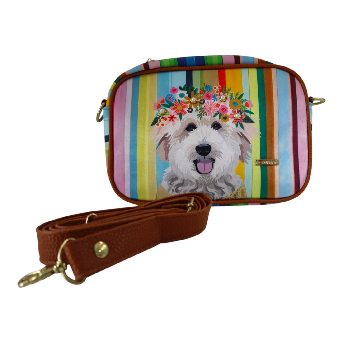Bandolera Mia - Rainbow Puppy and Flowers