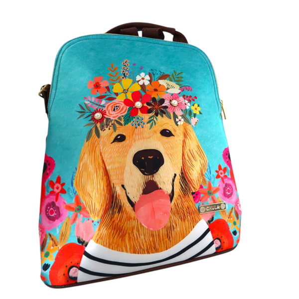 Backpack - Blue Puppy and Flowers