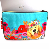 Funda Laptop - Puppy Azul y Flores