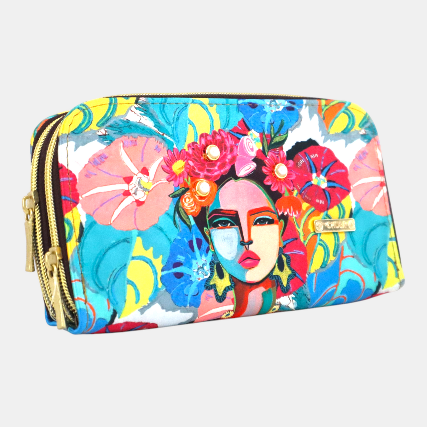 Billetera Doble Zipper - Frida Arte y Flores
