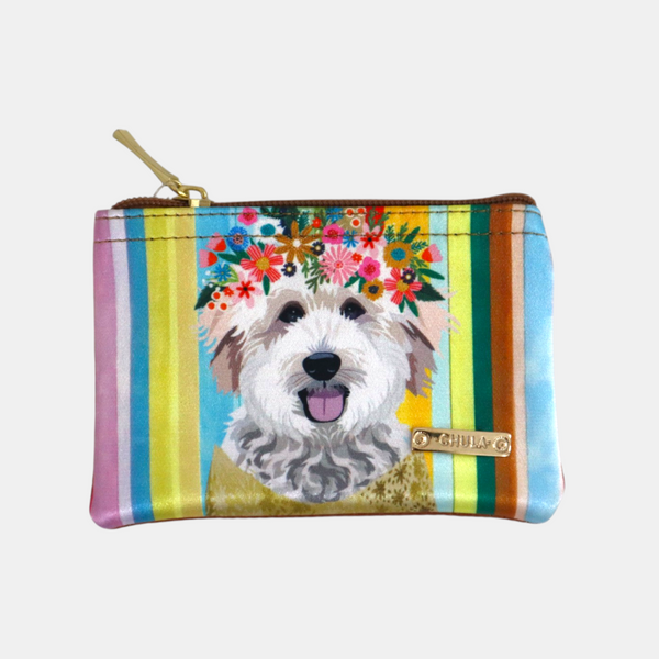Tarjetero y Monedero - Arcoiris Puppy y Flores