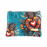 Tarjetero y Monedero - Corazon Azteca Aqua Decorado